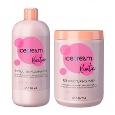 Набір Inebrya Keratin Restructuring шампунь та маска для відновлення волосся з кератином, 2x1000 мл