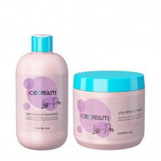 Набір Inebrya Ice Cream Liss Pro Liss Perfect DUO шампунь та маска для жорсткого та пухнастого волосся, 300/500 мл