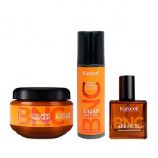 Набір Karseell BNC Argan TRIO-2 колагенова маска, незмивний спрей і арганова олійка для волосся, 550//200/60 мл