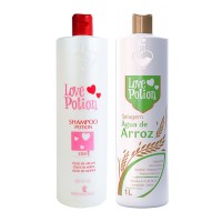 Набор Love potion Selagem Agua De Arroz шампунь и кератин для выпрямления славянских волос, 2х500 г (разлив)