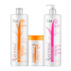 Набір для зволоження та блиску сухого пошкодженого волосся Raywell Bio шампунь і маска Hidra та кондиціонер Boma з ефектом розгладження 3x1000 мл