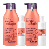 Набор восстанавливающие шампунь и кондиционер с кератином и коллагеном Luxliss Keratin & Collagen Repairing Hair Care 2x200 г (разлив)